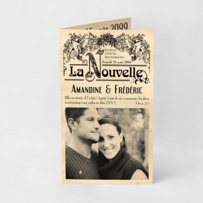 Faire-part mariage vieux journal vintage FM04-VIN-2