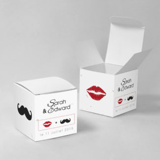 Boîte à dragées originale Lèvres et moustache BM75-GRA-4