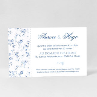 Carton d'invitation chic Fleur bleue LM10-FLO-18