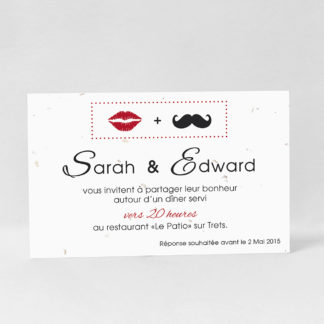 Carton d'invitation original Lèvres et moustache LM10-GRA-4