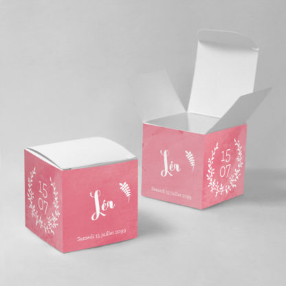 Boîte à dragées aquarelle rose fille - BN75-ART-3R