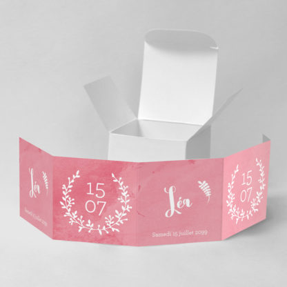 Boîte à dragées aquarelle rose fille - BN75-ART-3R bandelette