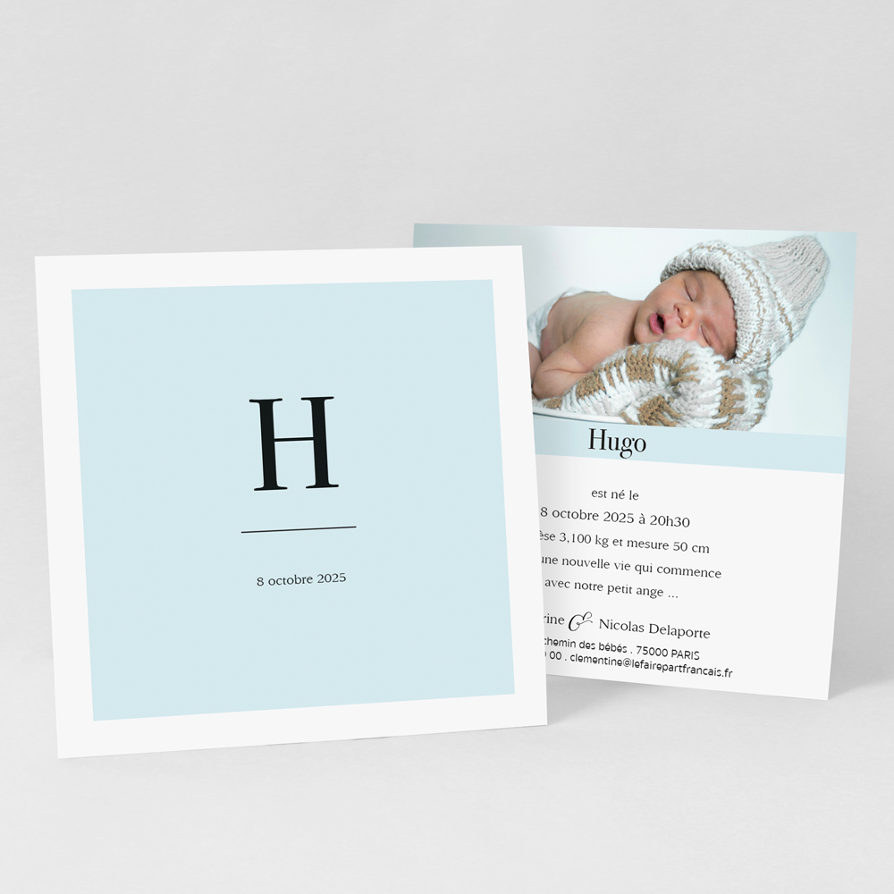 Faire-part naissance carte Minimal impression - Le faire-part Français,  faire-part mariage, naissance, baptême et cartes de voeux