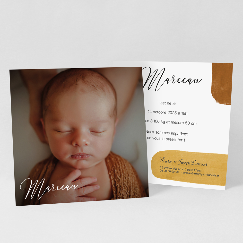 Faire-part naissance carte Minimal impression - Le faire-part Français,  faire-part mariage, naissance, baptême et cartes de voeux