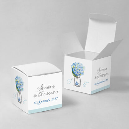Boîte à dragées Bouquet romantique bleu BM75-FLO-16B_2
