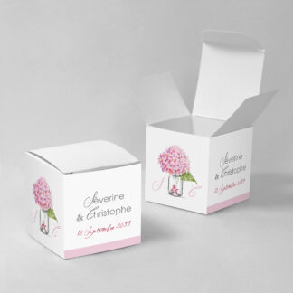 Boîte à dragées Bouquet romantique rose