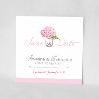 Save the date Bouquet romantique rose