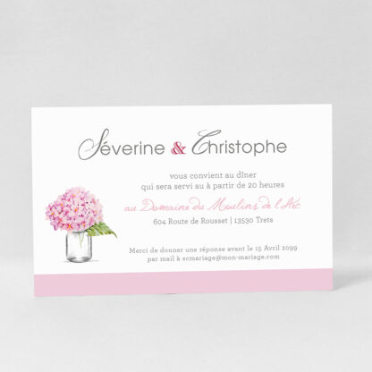 Carte d'invitation Bouquet romantique rose