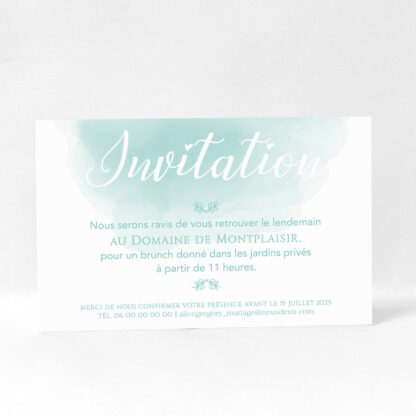 Carte d'invitation Aquarella bleu