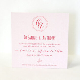 Carte d'invitation champêtre Rosée