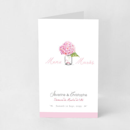 Menu de table Bouquet romantique rose