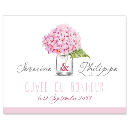Etiquette à bouteille Bouquet romantique rose