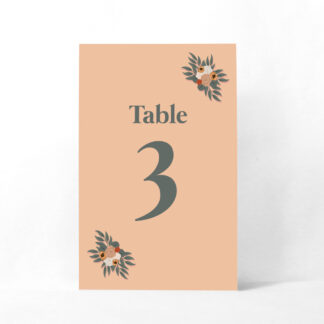 Numéro de table Nature et fleurs saumon