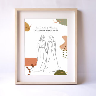 Affiche mariage dessin Elle et Elle