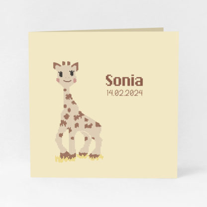 Faire-part naissance Girafe pixel