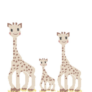 NFT Famille Girafe en pixels avec une fille