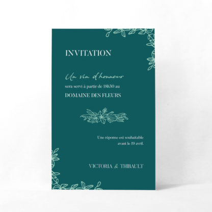 Carton d'invitation Bleu canard
