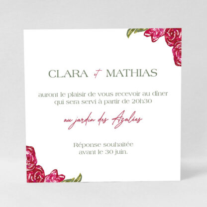 Carton d'invitation Couronne de roses