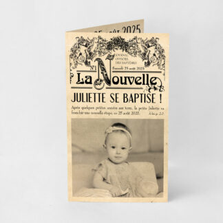 Faire-part baptême Journal vintage