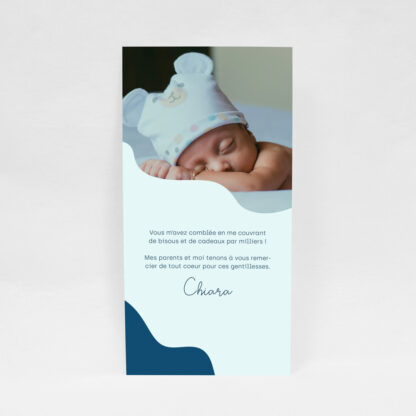 Carte remerciement naissance Abstrait bleu