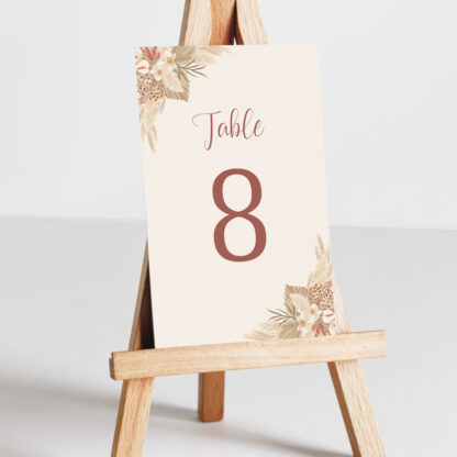 Numéro de table Boho pampas