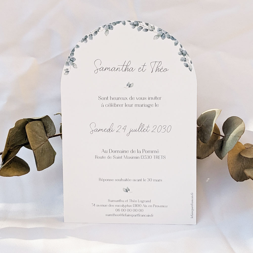 Stickers pour enveloppes mariage Couronne d'eucalyptus - Personnalisable