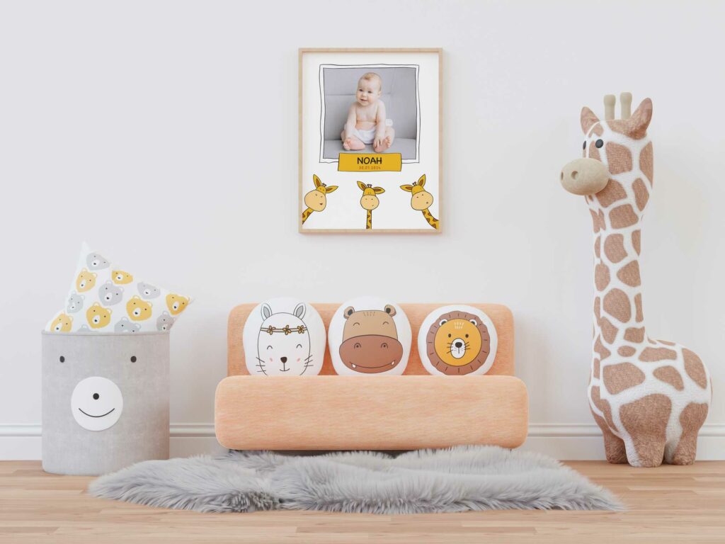 Décoration chambre bébé garçon animaux sauvages Girafe